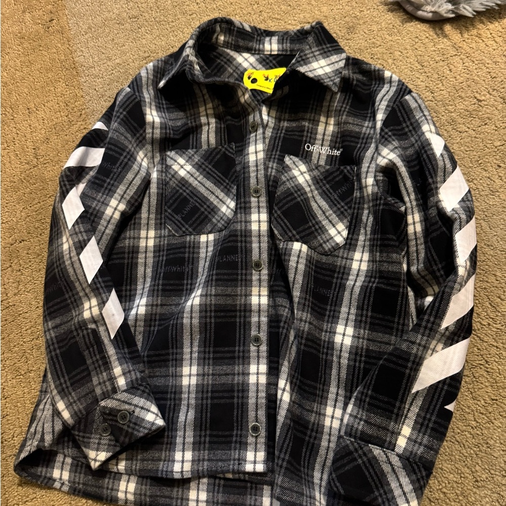 Off-White Black and White Plaid Kids Button Down Shirt